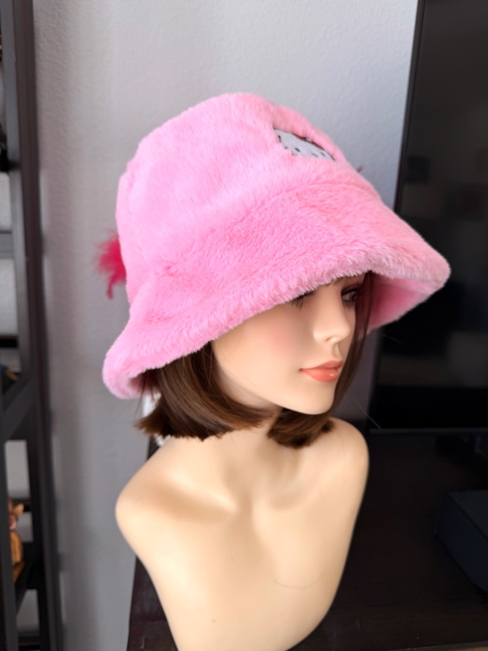 Hello Kitty Plush Pink Bucket Hat with Embroidered Hello Kitty - Picture 4 of 13